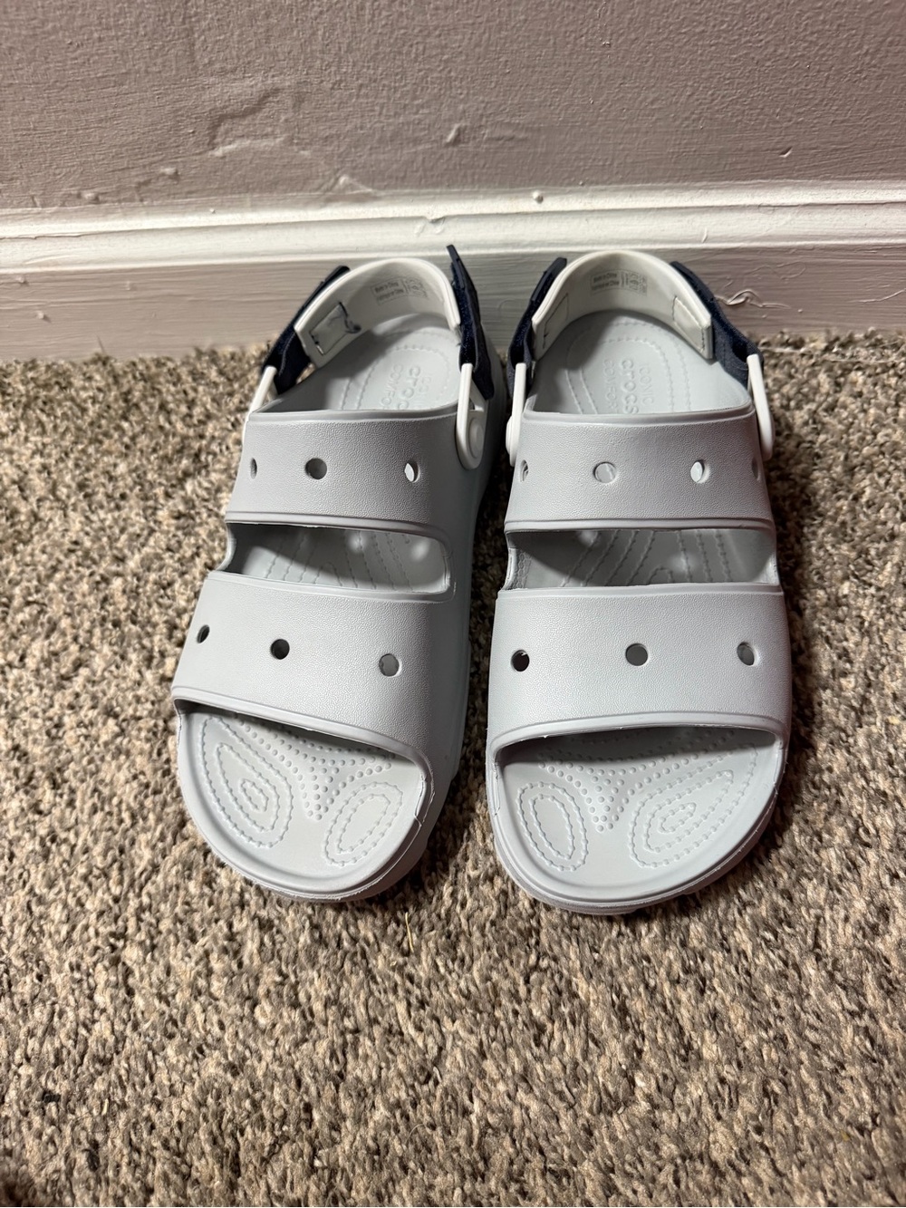 CROCS White and Navy Men’s Adjustable Strap Sandals